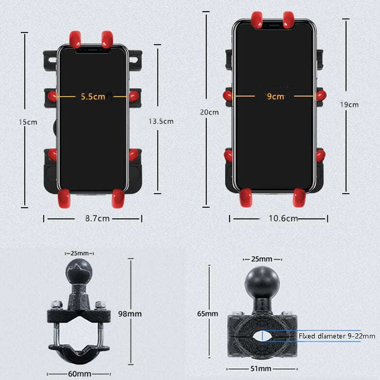 Motorcycle Metal Navigation Mobile Phone Bracket,Style: Rearview Mirror Installation (Anti-theft)