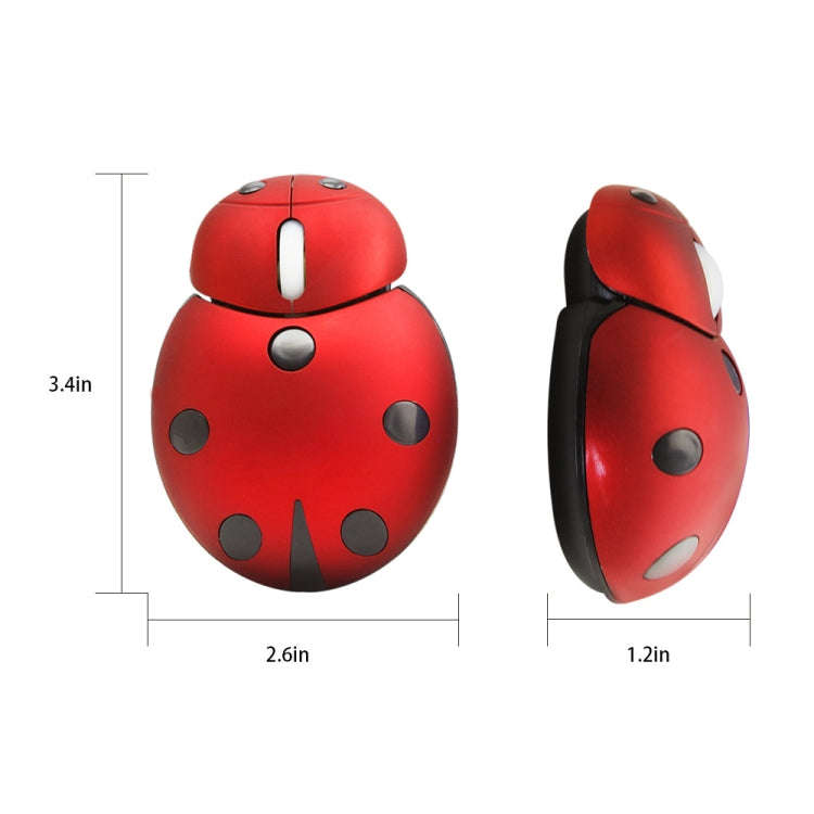 CM0184 3000 DPI 3-keys Mini Ladybug 2.4G Wireless Mouse Personalized Wireless Mouse(Red)