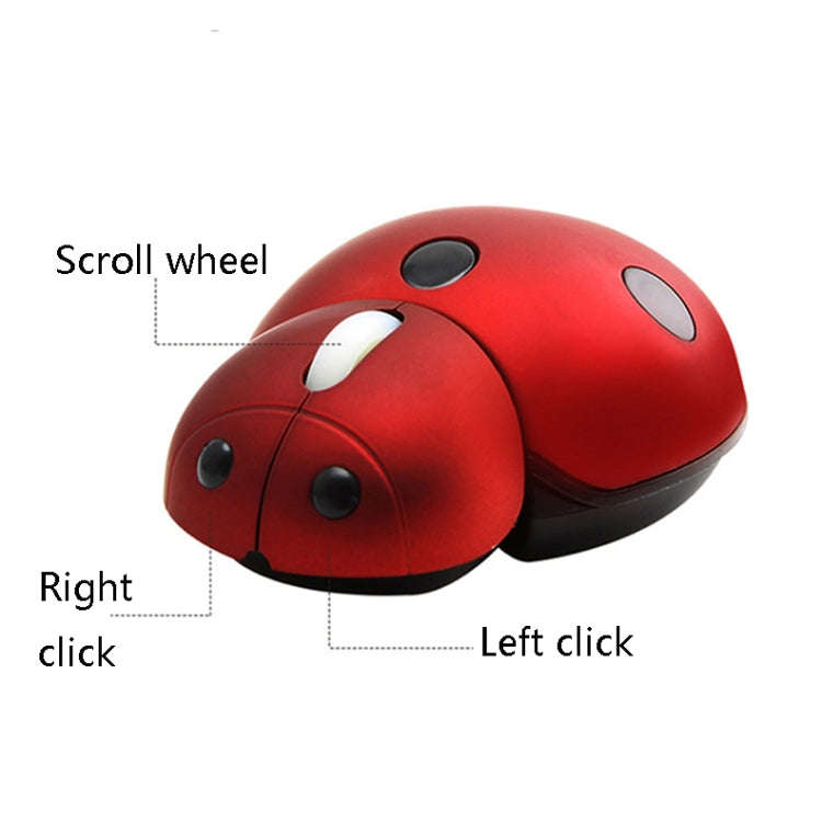 CM0184 3000 DPI 3-keys Mini Ladybug 2.4G Wireless Mouse Personalized Wireless Mouse(Red)