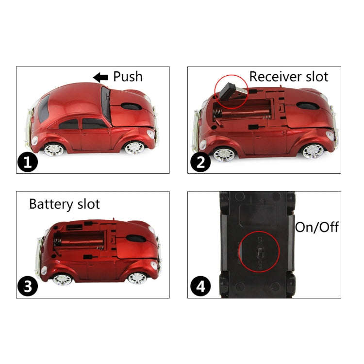 CM0010B 1200 DPI 3-keys Car Shape Wireless Mouse(Black)