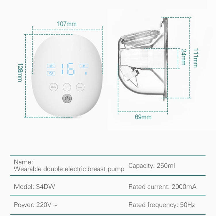 Wearable Automatic Breast Pump Massage Hands-free Invisible Wireless Large Suction Breast Pump S4...