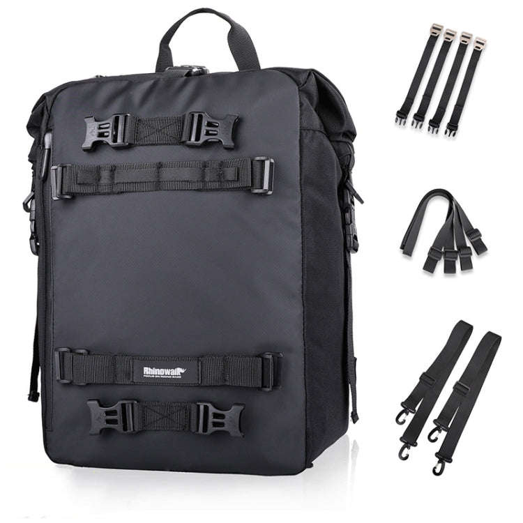 Rhinowalk Multi-Function Motorcycle Rear Seat Bag Combination Rear Shelf Pannier, Colour: Black 30L