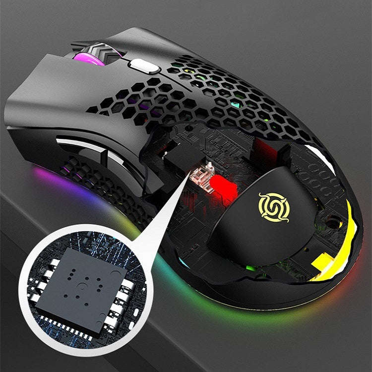 K-Snake BM600 1600 DPI 7-keys Hollow Lightweight Wireless Charging RGB Colorful Gaming Mouse(Wire...