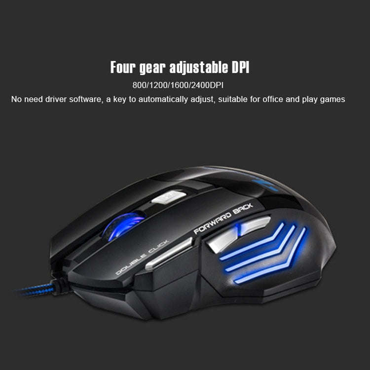 IMICE X7 2400 DPI 7-Key Wired Gaming Mouse with Colorful Breathing Light, Cable Length: 1.8m(Suns...