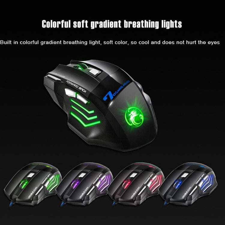 IMICE X7 2400 DPI 7-Key Wired Gaming Mouse with Colorful Breathing Light, Cable Length: 1.8m(Suns...
