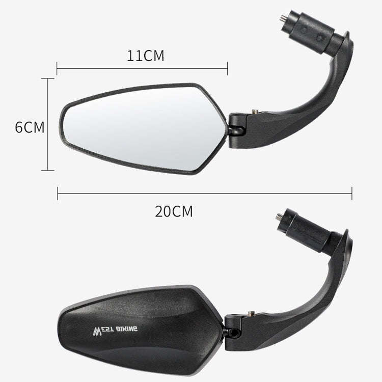 1 Pair WEST BIKING Bicycle Rearview Mirror Adjustable Mirror Mountain Bike Foldable Rearview Mirr...