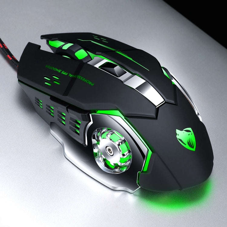 T-WOLF V6 USB Interface 6-Buttons 3200 DPI Wired Mouse Gaming Mechanical Macro Programming 7-Colo...