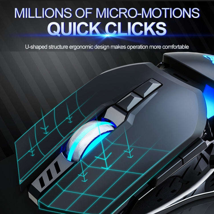 T-WOLF G530 USB Interface 7-Buttons 6400 DPI Wired Mouse Mechanical Gaming Macro Definition 4-Col...