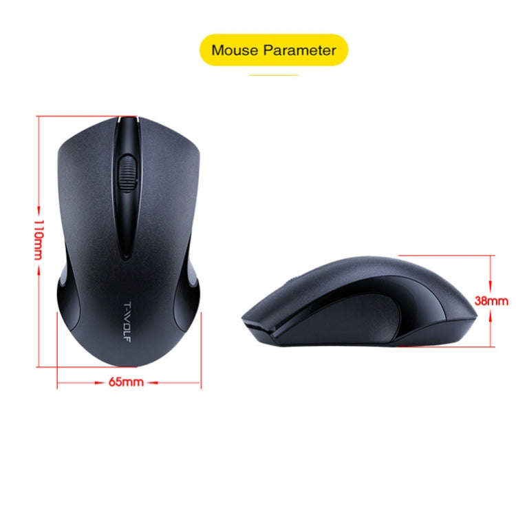 T-WOLF Q2 3-Buttons 1200 DPI 2.4GHz Wireless Mouse( Black)