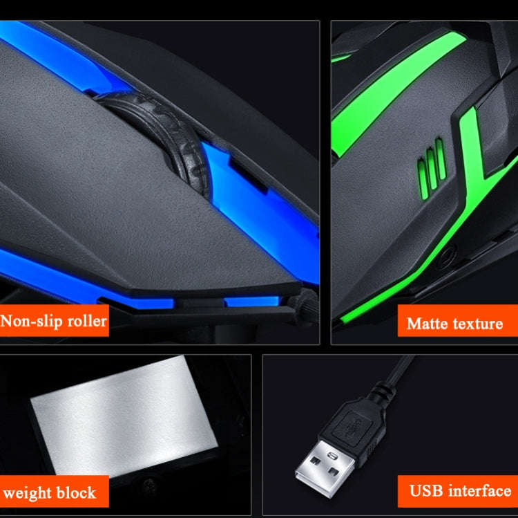 2 PCS T-WOLF V1 USB Interface 3-Buttons 1200 DPI Wired Mouse 7-Color Backlit Gaming Mouse, Cable ...