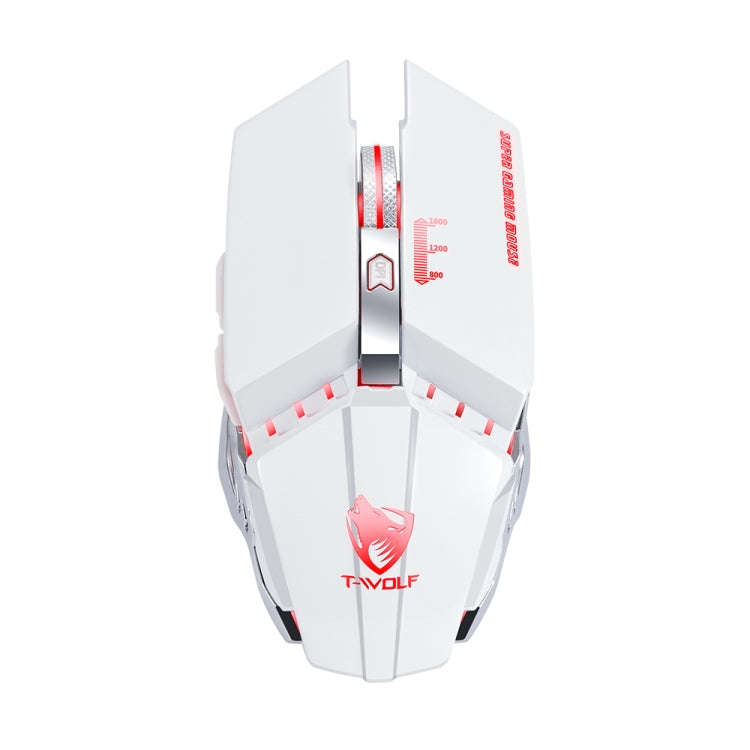 T-WOLF Q15 6-Buttons 1600 DPI Wireless Rechargeable Mute Office Gaming Mouse with 7 Color Breathi...