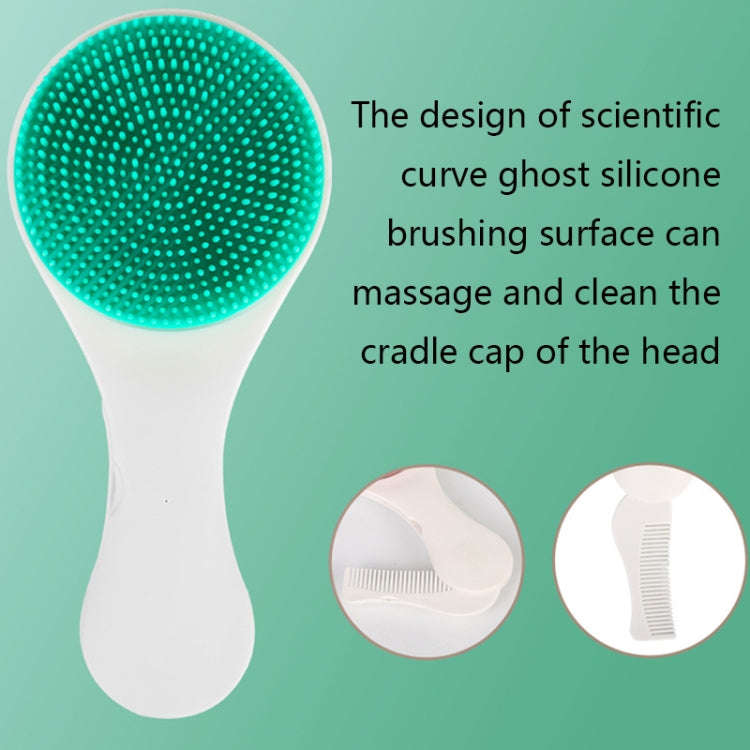 Baby Silicone Shower Massage Brush Multifunctional Shampoo Brush with Comb(Coral)