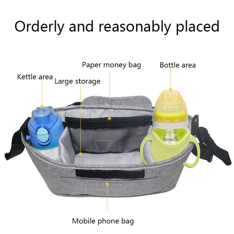 Stroller Storage Hanging Bag Multifunctional Large Capacity Stroller Bag(Linen Black)