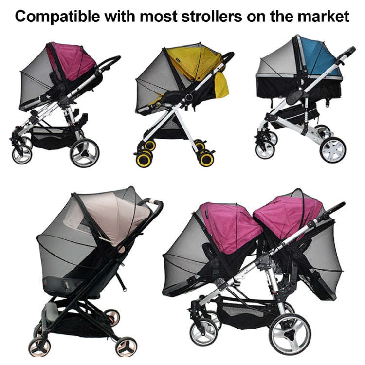 Summer Stroller Mosquito Net Full Cover Multi-Purpose Encrypted Trolley Mosquito Net(Black Net)