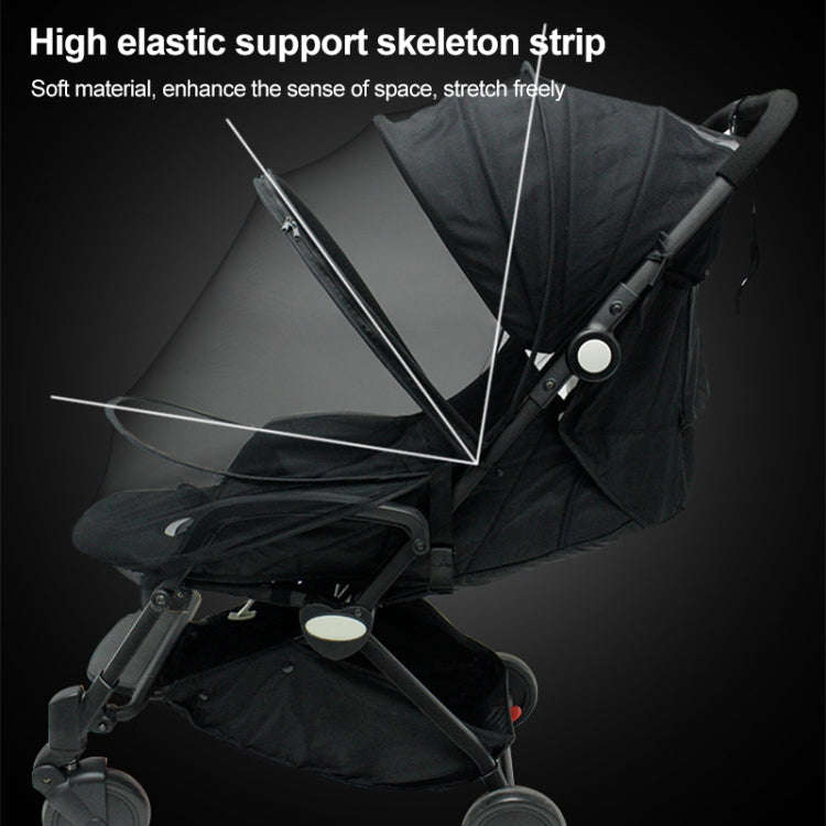 Summer Stroller Mosquito Net Full Cover Multi-Purpose Encrypted Trolley Mosquito Net(Black Net)