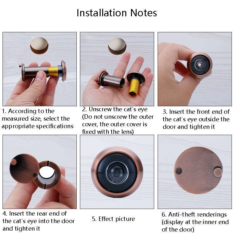 2 PCS Security Door Cat Eye HD Glass Lens 200 Degrees Wide-Angle Anti-Tiny Hotel Door Eye, Specif...