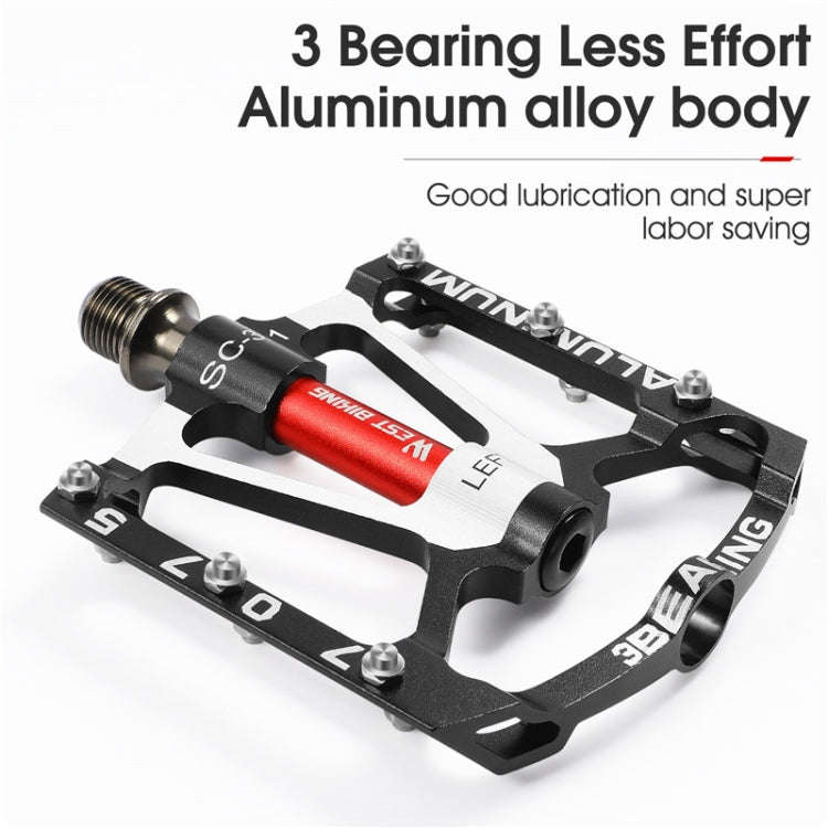 1pair WEST BIKING YP0802083 Mountain Bike Aluminum Alloy Pedal Lightweight Bearing Foot Pedal(Blue)