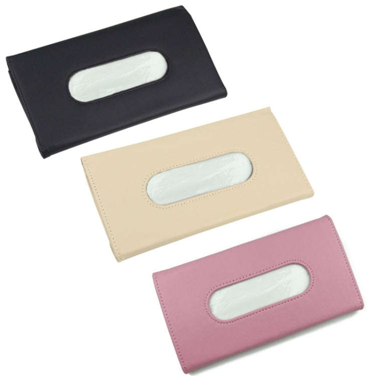 Car Hanging Type Tissue Box Sun Visor Seat Back Sunroof Storage Box(Khaki With Tissue)