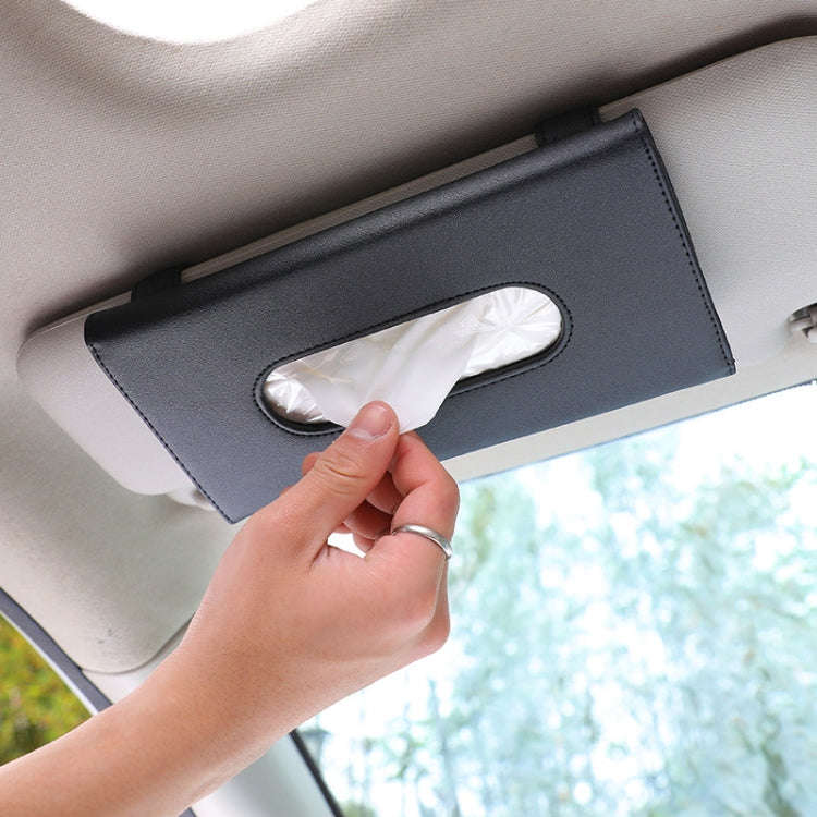 Car Hanging Type Tissue Box Sun Visor Seat Back Sunroof Storage Box(Khaki Without Tissue)
