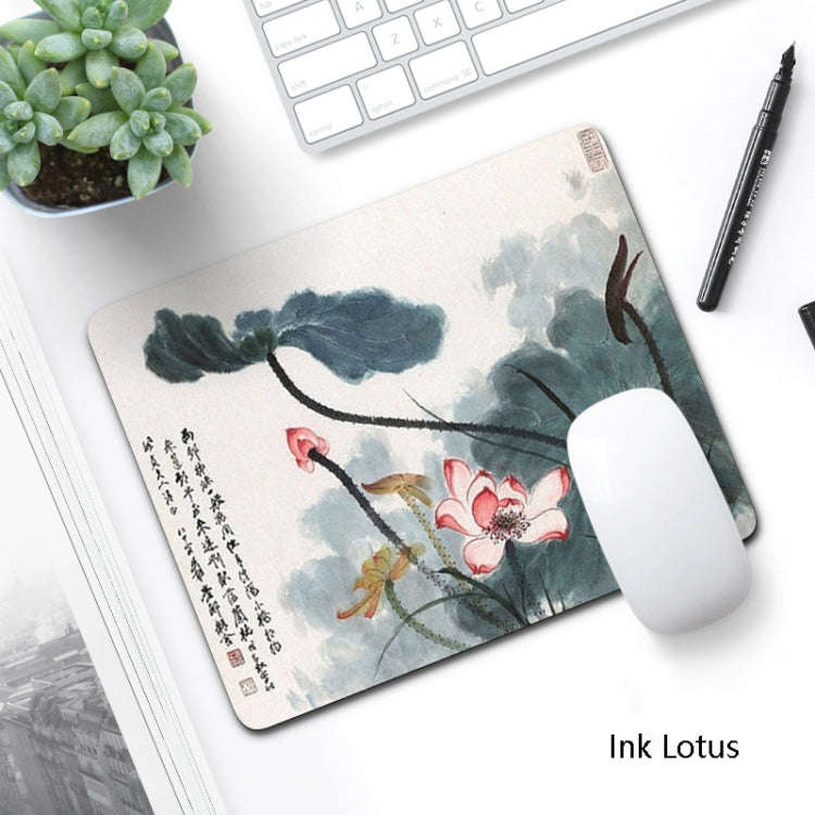 6 PCS Non-Slip Mouse Pad Thick Rubber Mouse Pad, Size: 21 X 26cm(Ink Lotus)
