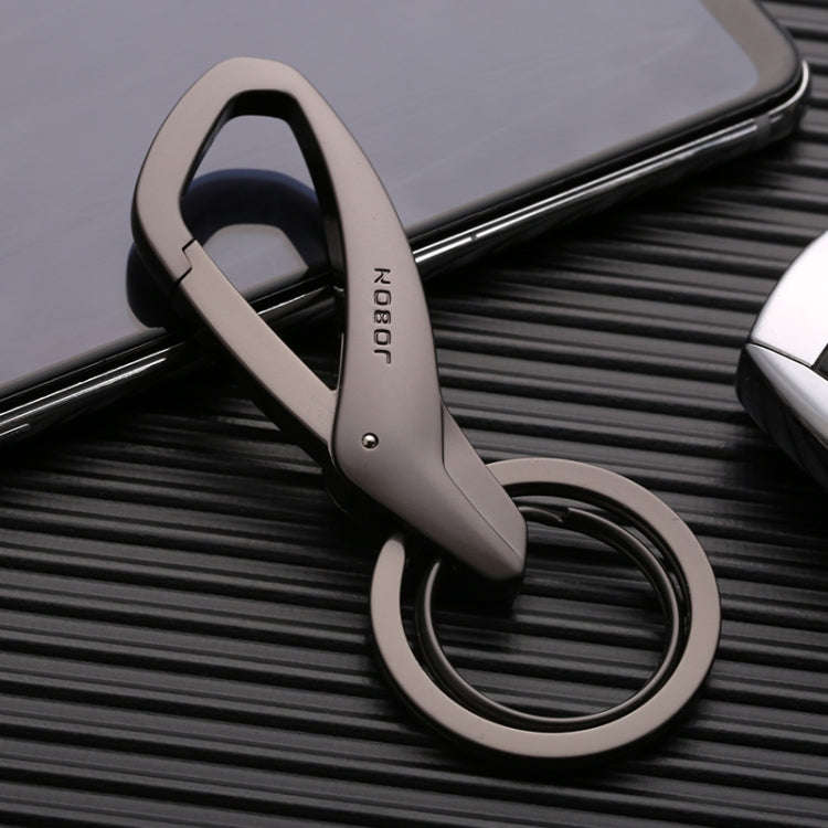 JOBON ZB-197 Car Waist Hanging Keychain Double Ring Metal Keychain(Black)
