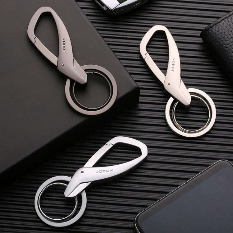 JOBON ZB-197 Car Waist Hanging Keychain Double Ring Metal Keychain(Chrome)