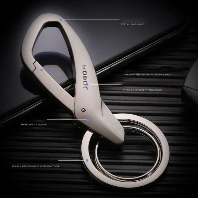 JOBON ZB-197 Car Waist Hanging Keychain Double Ring Metal Keychain(Chrome)