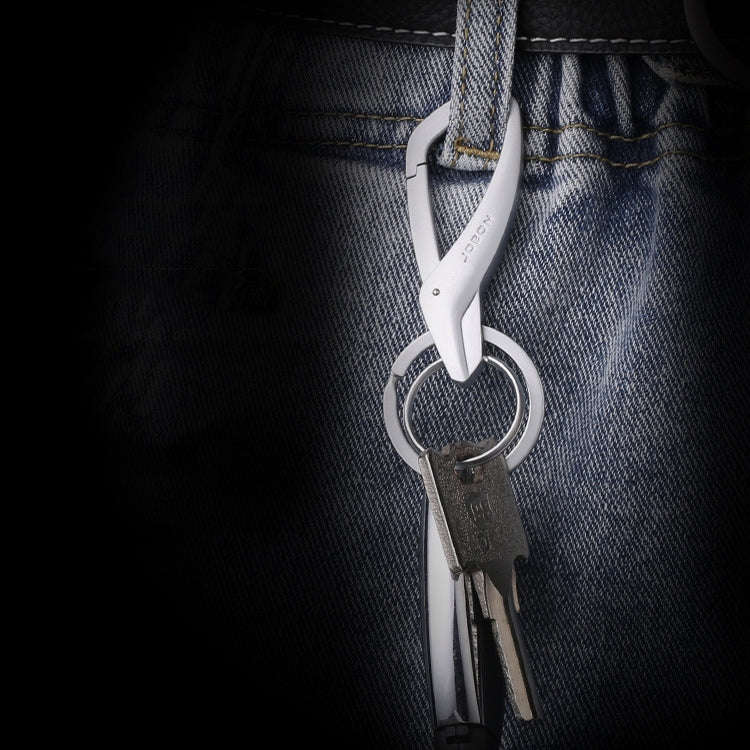 JOBON ZB-197 Car Waist Hanging Keychain Double Ring Metal Keychain(Chrome)