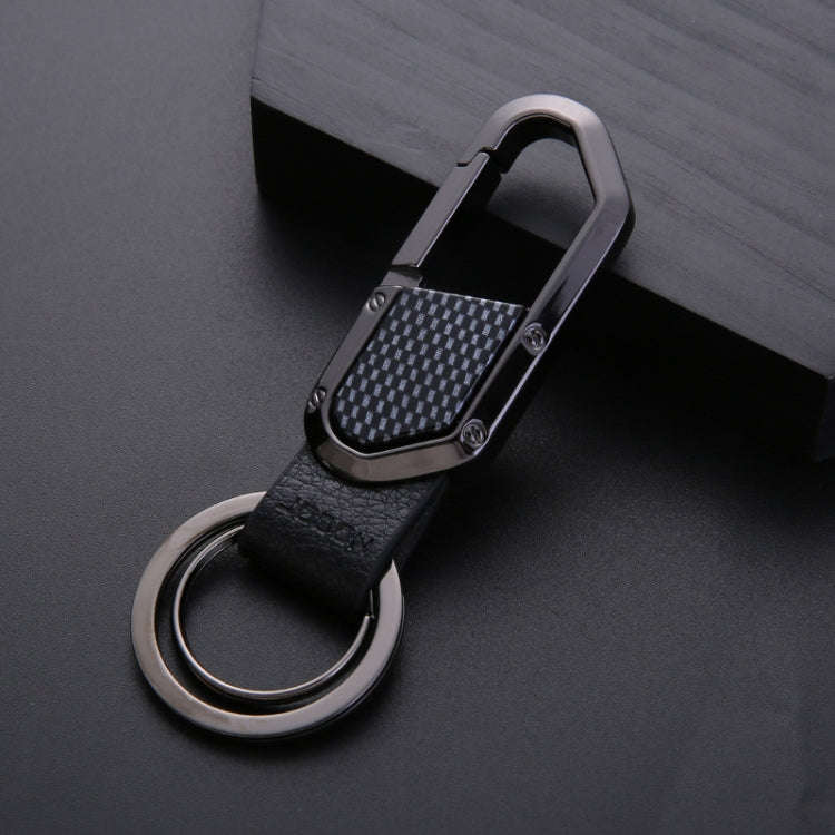 JOBON ZB-106A Business Men Metal Keychain Double Loop Car Pendant Keychain(Black Nickel)