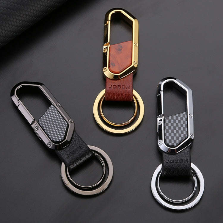 JOBON ZB-106A Business Men Metal Keychain Double Loop Car Pendant Keychain(Black Nickel)