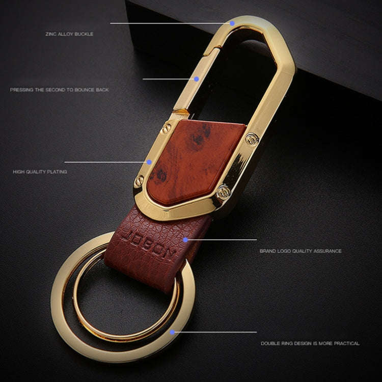 JOBON ZB-106A Business Men Metal Keychain Double Loop Car Pendant Keychain(Black Nickel)