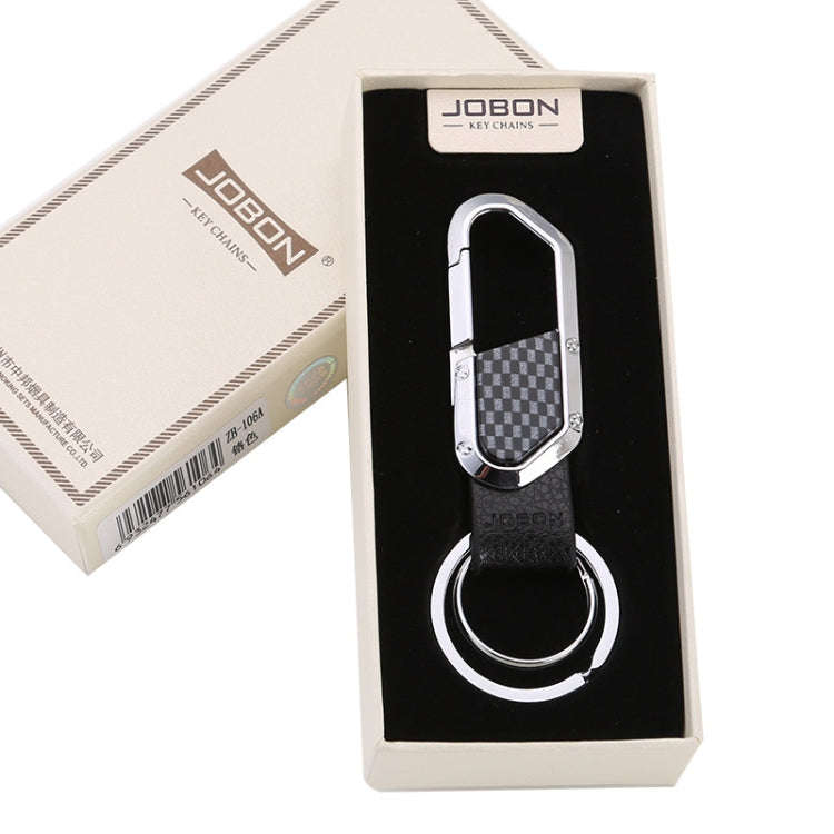 JOBON ZB-106A Business Men Metal Keychain Double Loop Car Pendant Keychain(Black Nickel)