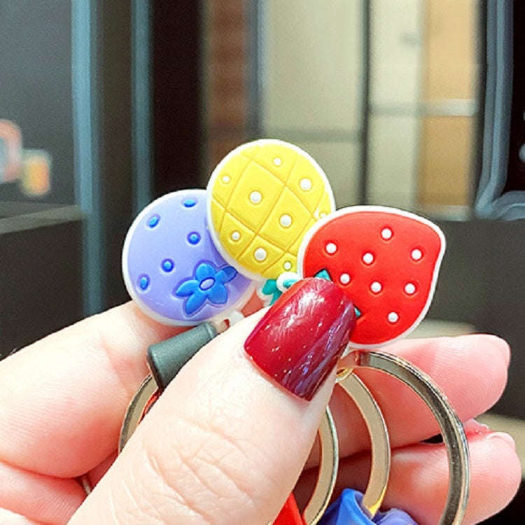 5 PCS Cartoon Animal Fruit Soft Rubber Doll Keychain School Bag Pendant(Blueberry)