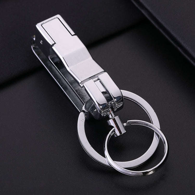 JOBON ZB-8782 Car Keychain Men Metal Anti-Lost Double Ring Detachable Keychain(Brown Chrome)