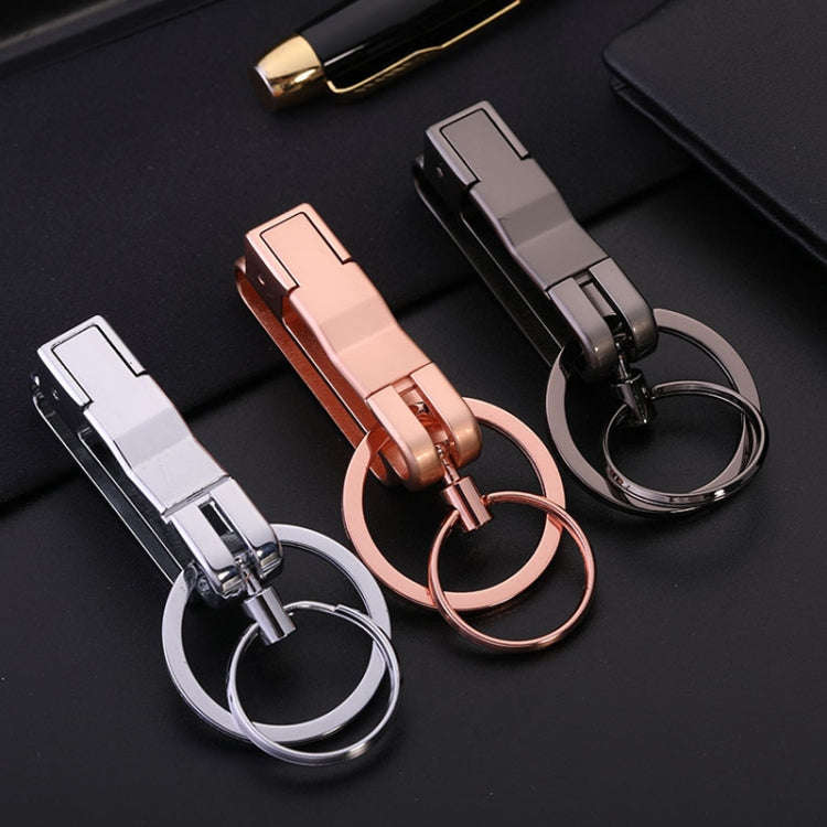 JOBON ZB-8782 Car Keychain Men Metal Anti-Lost Double Ring Detachable Keychain(Golden)
