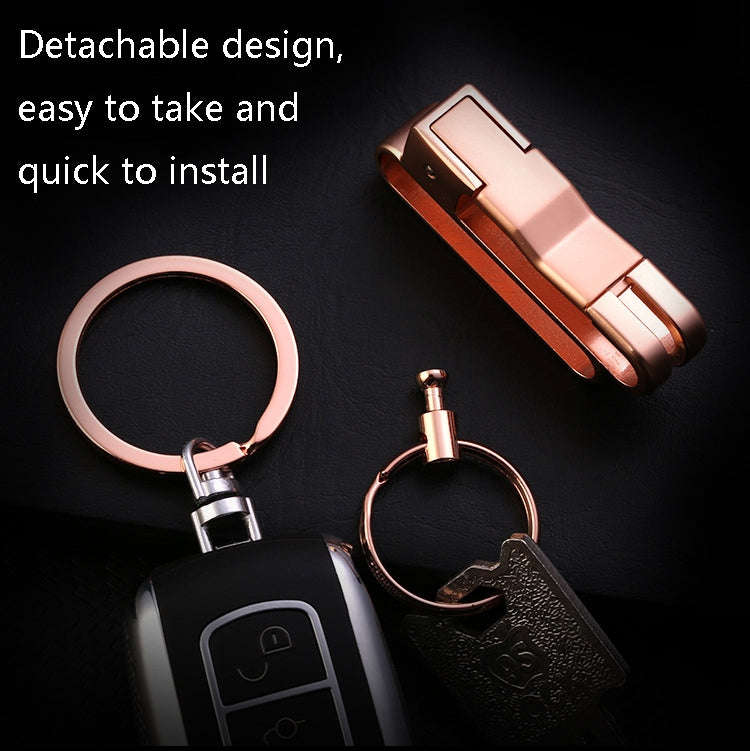 JOBON ZB-8782 Car Keychain Men Metal Anti-Lost Double Ring Detachable Keychain(Golden)