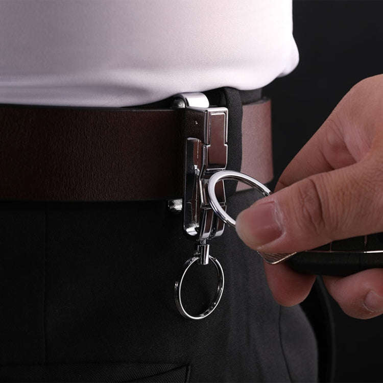 JOBON ZB-8782 Car Keychain Men Metal Anti-Lost Double Ring Detachable Keychain(Golden)
