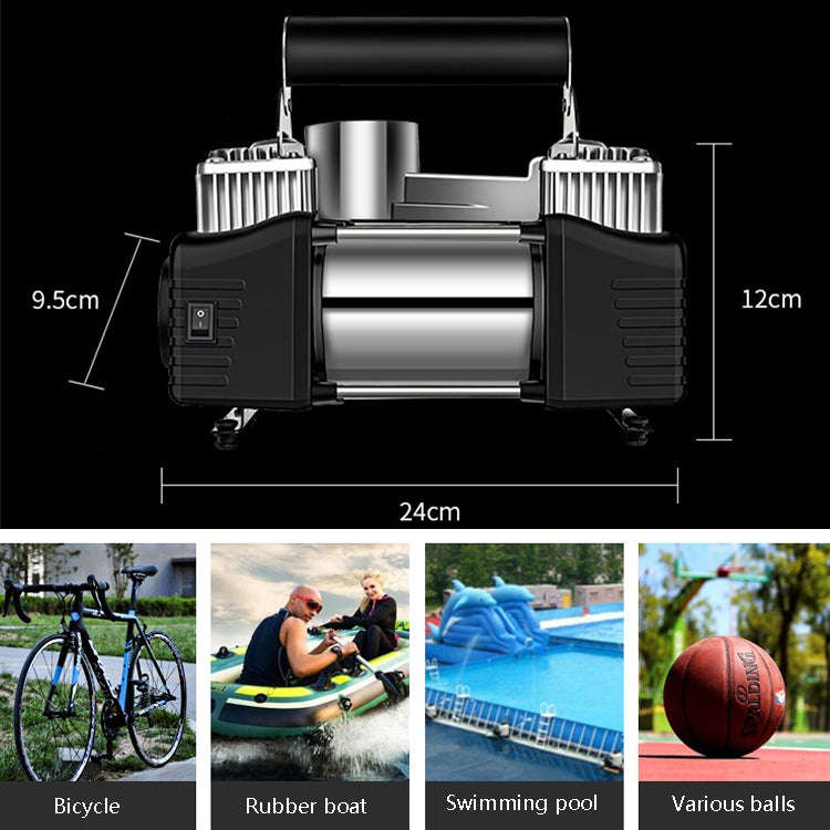 YR-106 12V Car Inflatable Pump Home Tire Portable Air Pump(Double Cylinder)