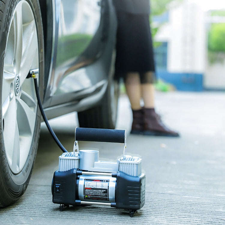 YR-106 12V Car Inflatable Pump Home Tire Portable Air Pump(Double Cylinder)