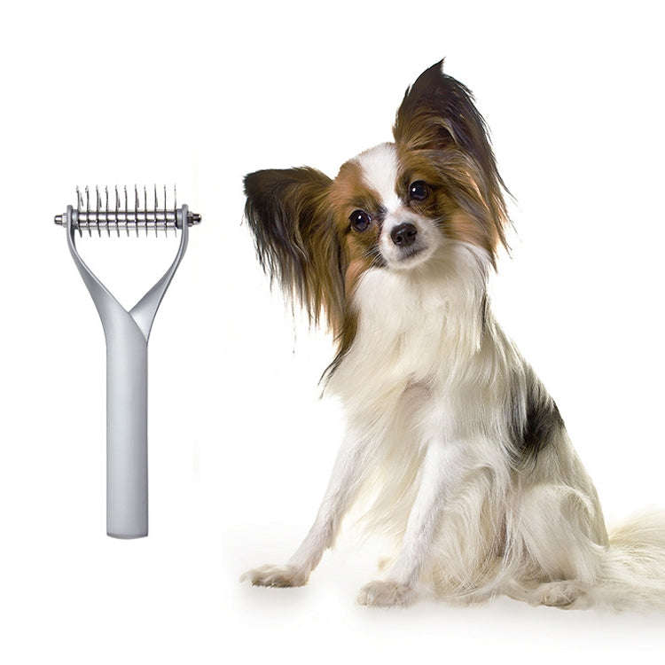Pet Comb Zinc Alloy Double-Sided Cat Dog Cleaning Beauty Hair Removal Comb, Specification: Silver...
