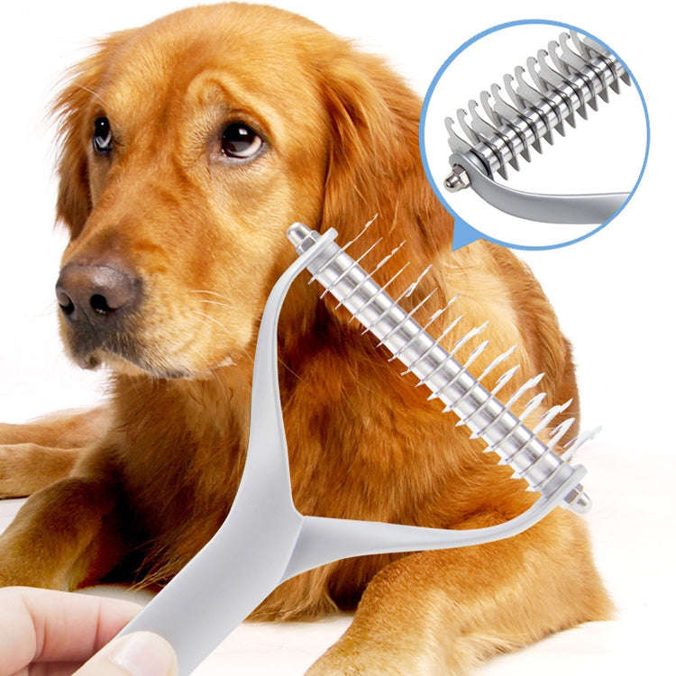 Pet Comb Zinc Alloy Double-Sided Cat Dog Cleaning Beauty Hair Removal Comb, Specification: Silver...