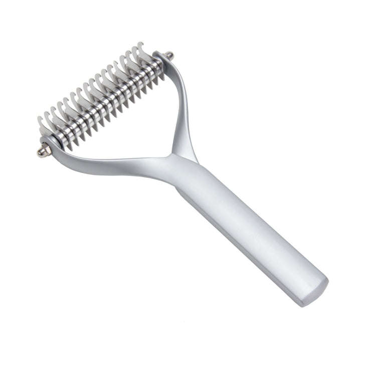 Pet Comb Zinc Alloy Double-Sided Cat Dog Cleaning Beauty Hair Removal Comb, Specification: Silver...