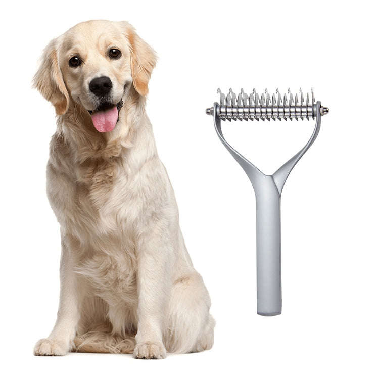 Pet Comb Zinc Alloy Double-Sided Cat Dog Cleaning Beauty Hair Removal Comb, Specification: Silver...