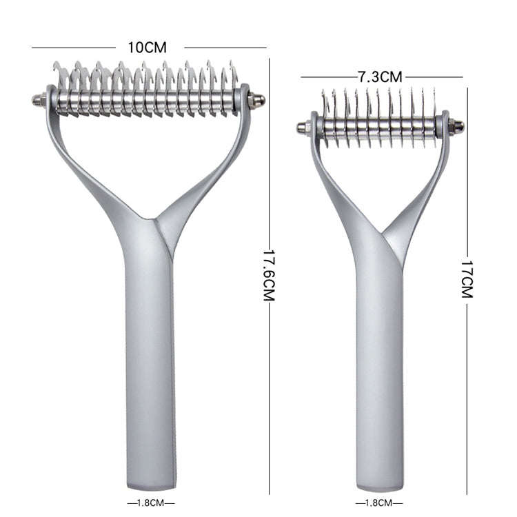 Pet Comb Zinc Alloy Double-Sided Cat Dog Cleaning Beauty Hair Removal Comb, Specification: Silver...