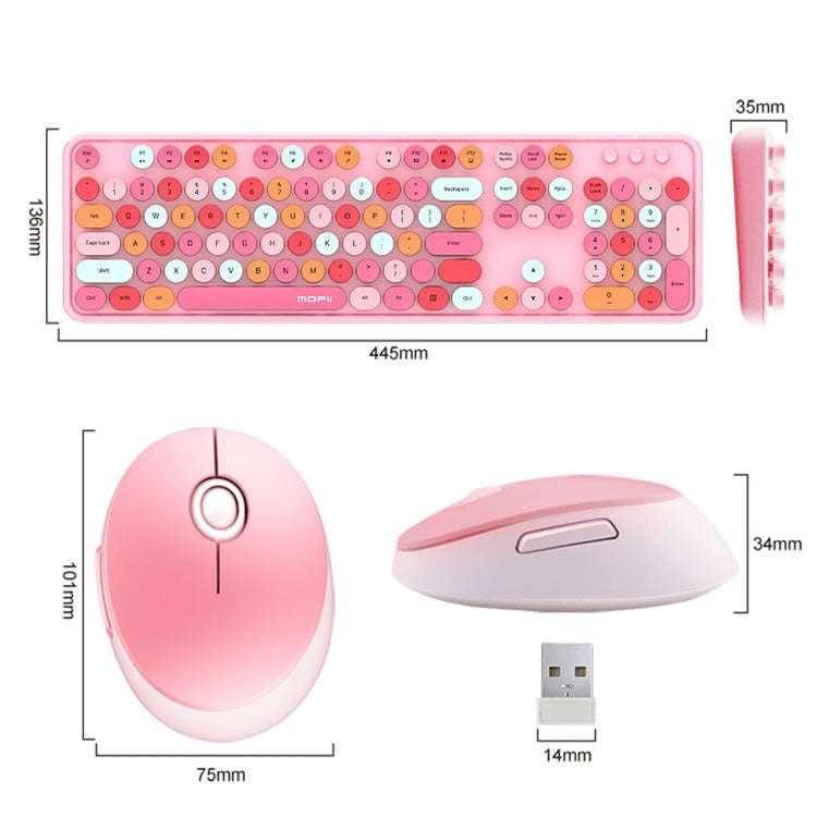 Mofii Sweet Wireless Keyboard And Mouse Set Girls Punk Keyboard Office Set, Colour: Green Mixed V...