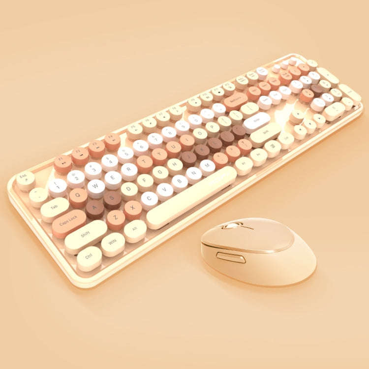 Mofii Sweet Wireless Keyboard And Mouse Set Girls Punk Keyboard Office Set, Colour: Milk Tea Mixe...