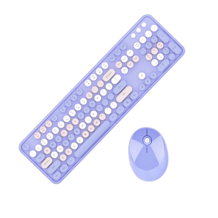 Mofii Sweet Wireless Keyboard And Mouse Set Girls Punk Keyboard Office Set, Colour: Purple Mixed ...