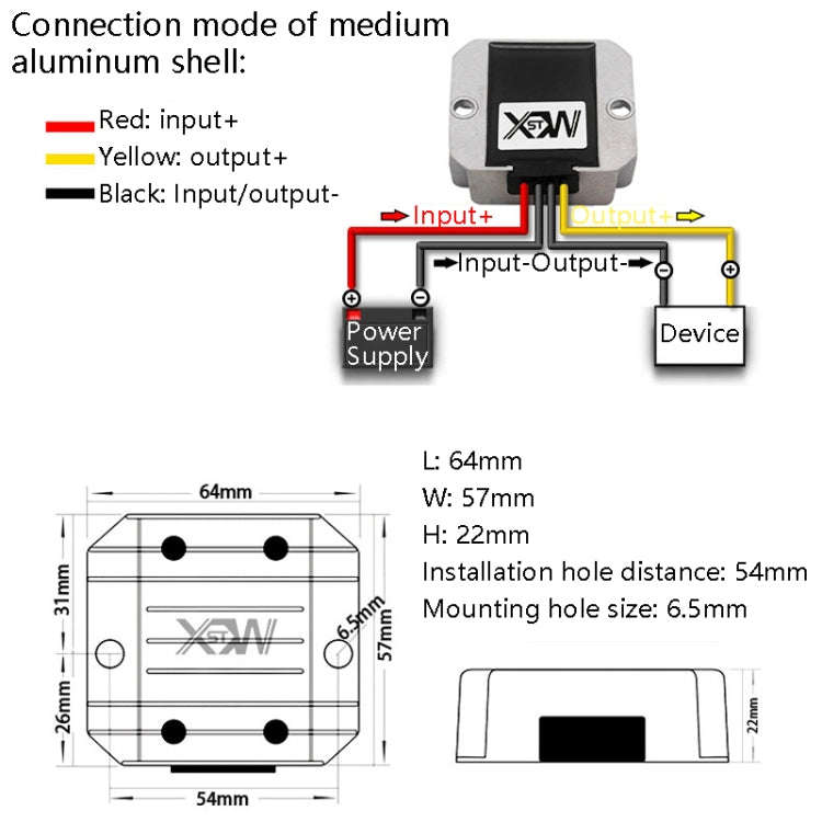 XWST DC 12/24V To 5V Converter Step-Down Vehicle Power Module, Specification: 12/24V To 5V 10A Me...