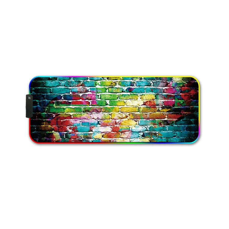 300x350x3mm F-01 Rubber Thermal Transfer RGB Luminous Non-Slip Mouse Pad(Colorful Brick)