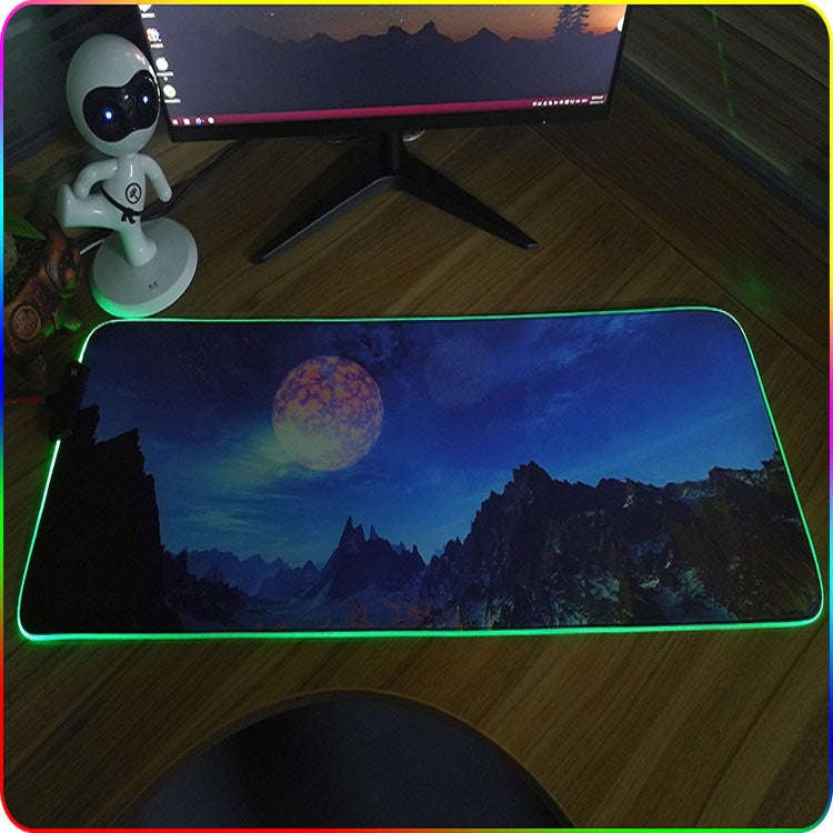 350x600x4mm F-01 Rubber Thermal Transfer RGB Luminous Non-Slip Mouse Pad(Colorful Brick)